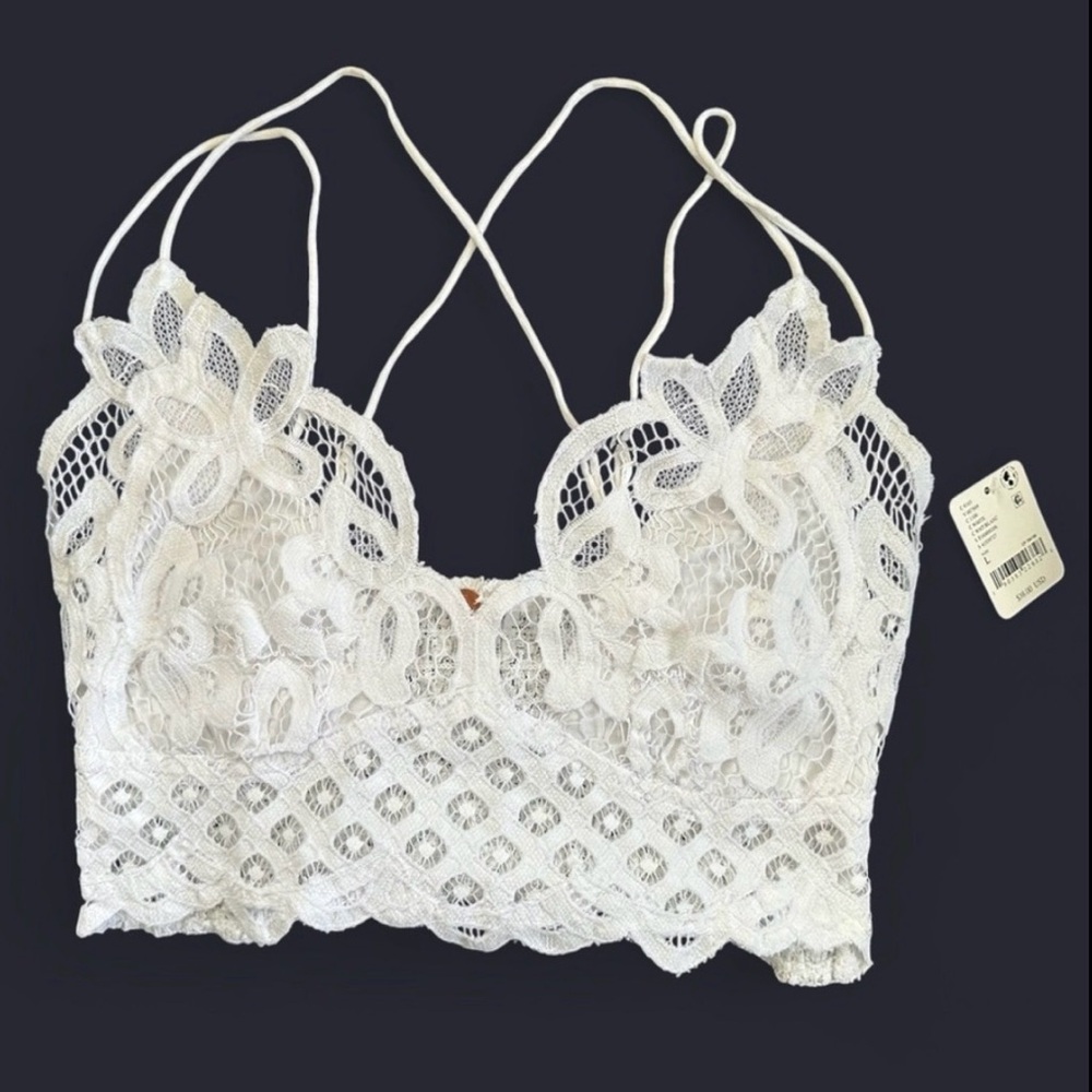 Free People Adella White Lace Bralette